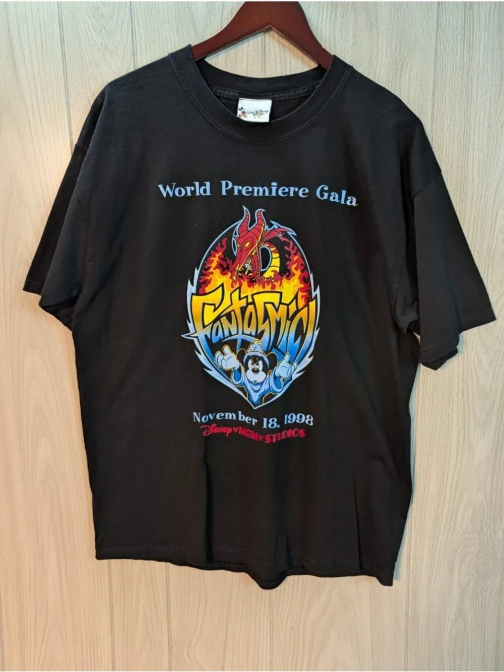 Vintage Disney World Fantasmic Premier Dragon Mickey T Shirt Mens 1998 XL